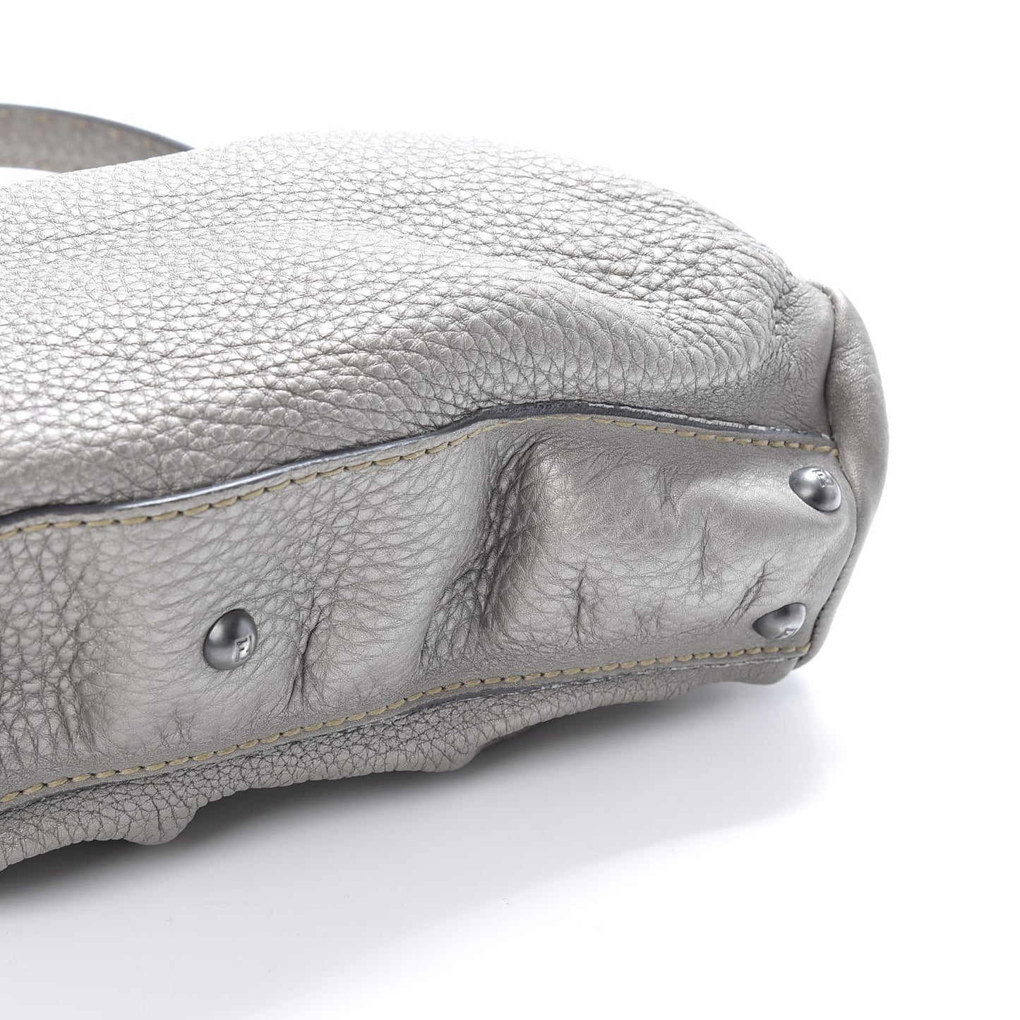 Metallic Calfskin Romano Selleria Medium Peekaboo Iconic Satchel Silver