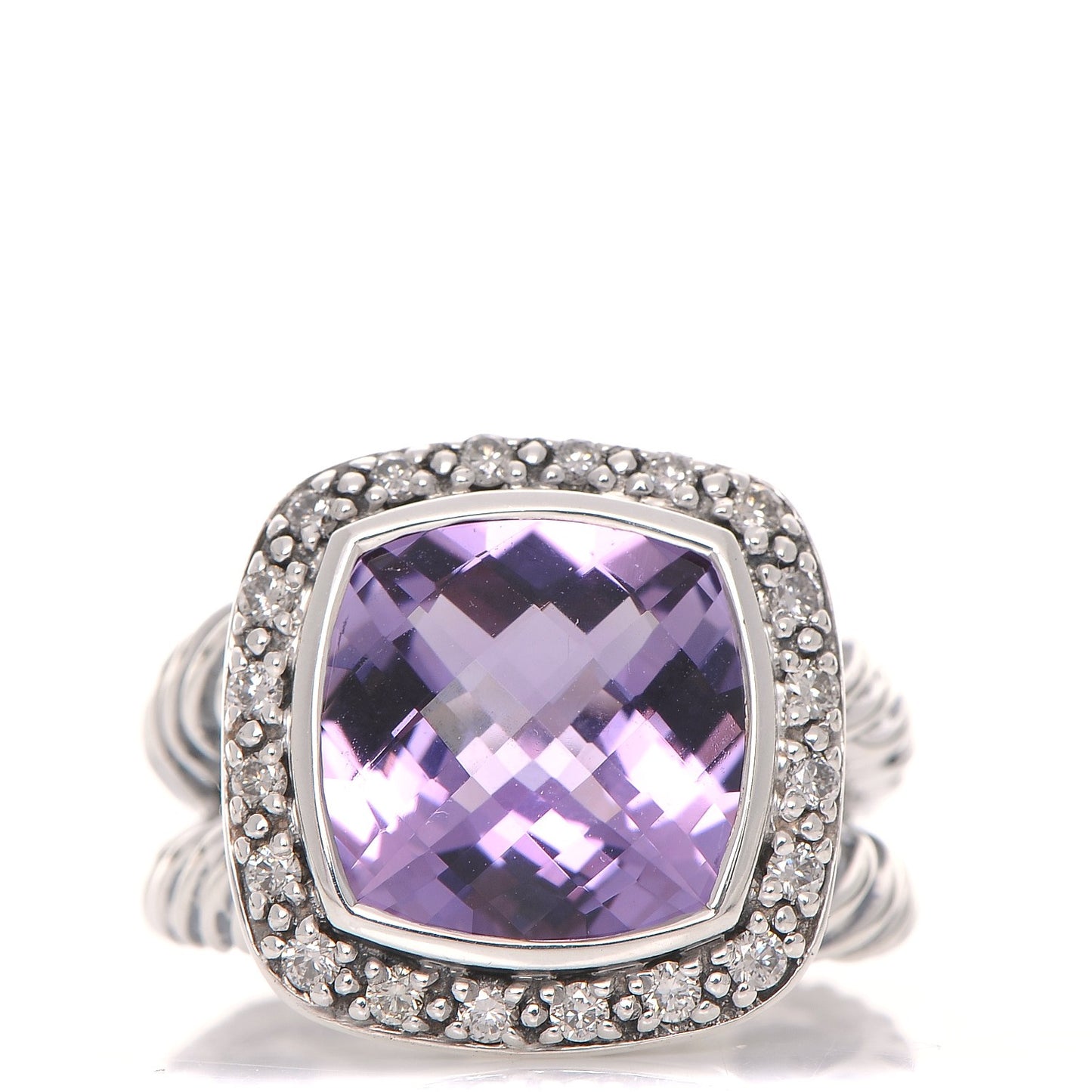 Sterling Silver Diamond Amethyst 11mm Albion Ring 51.5 6