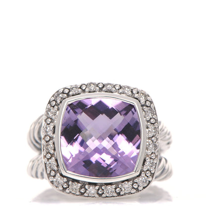David Yurman Sterling Silver Diamond Amethyst 11mm Albion Ring 51.5 6 1 of 6