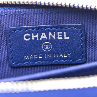 Chanel Lambskin Quilted Zip Around Coin Purse Wallet Blue 6 of 9