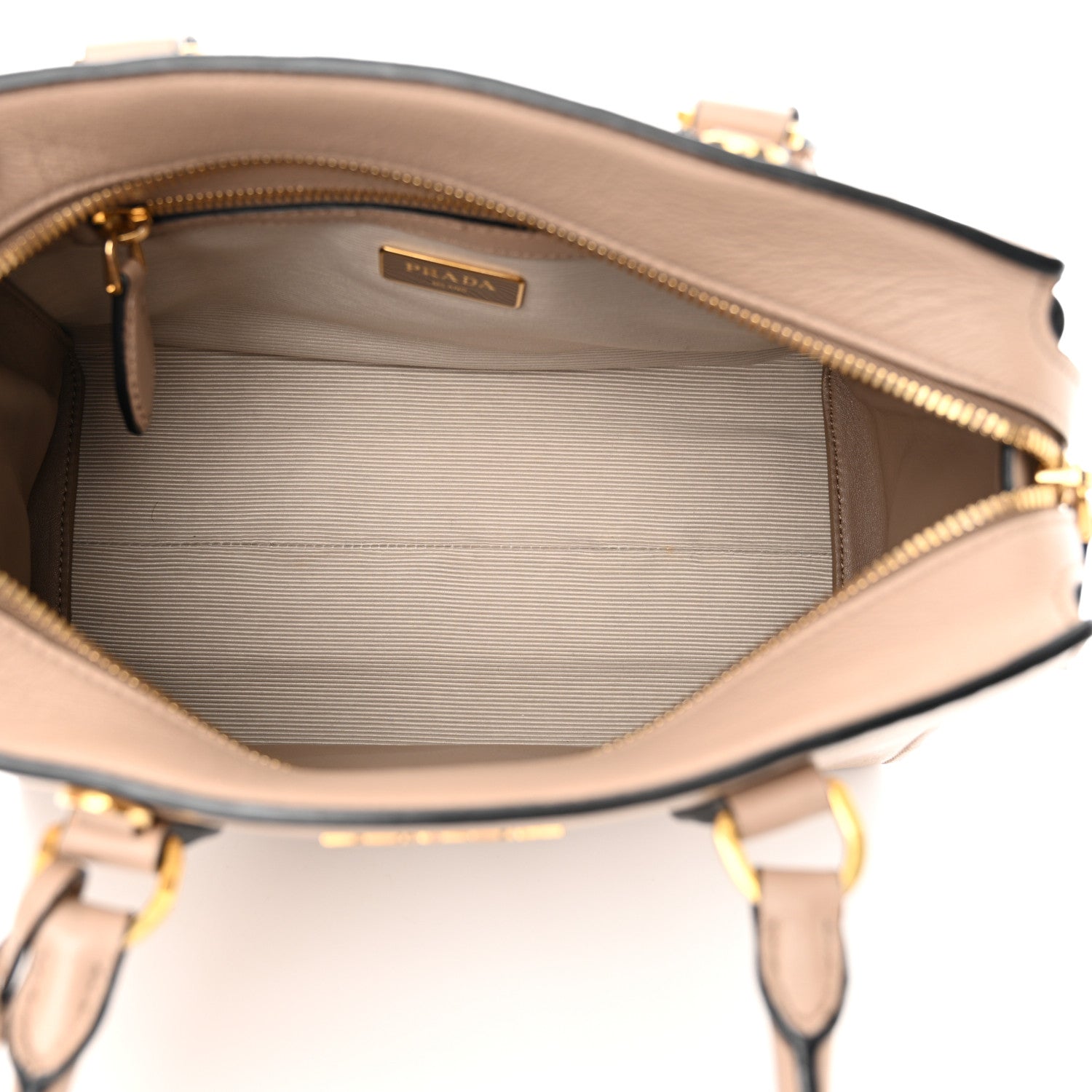 Prada Saffiano Soft Calfskin Double Handle Satchel Cammeo 5 of 12