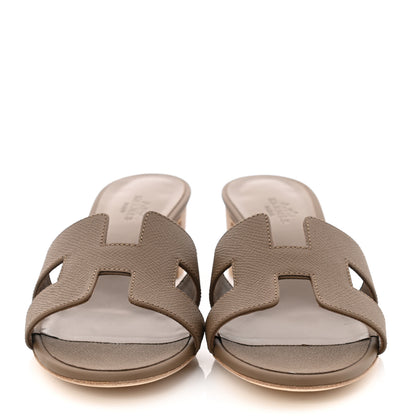 Hermes Epsom Oasis Sandals 38.5 Etoupe 2 of 9