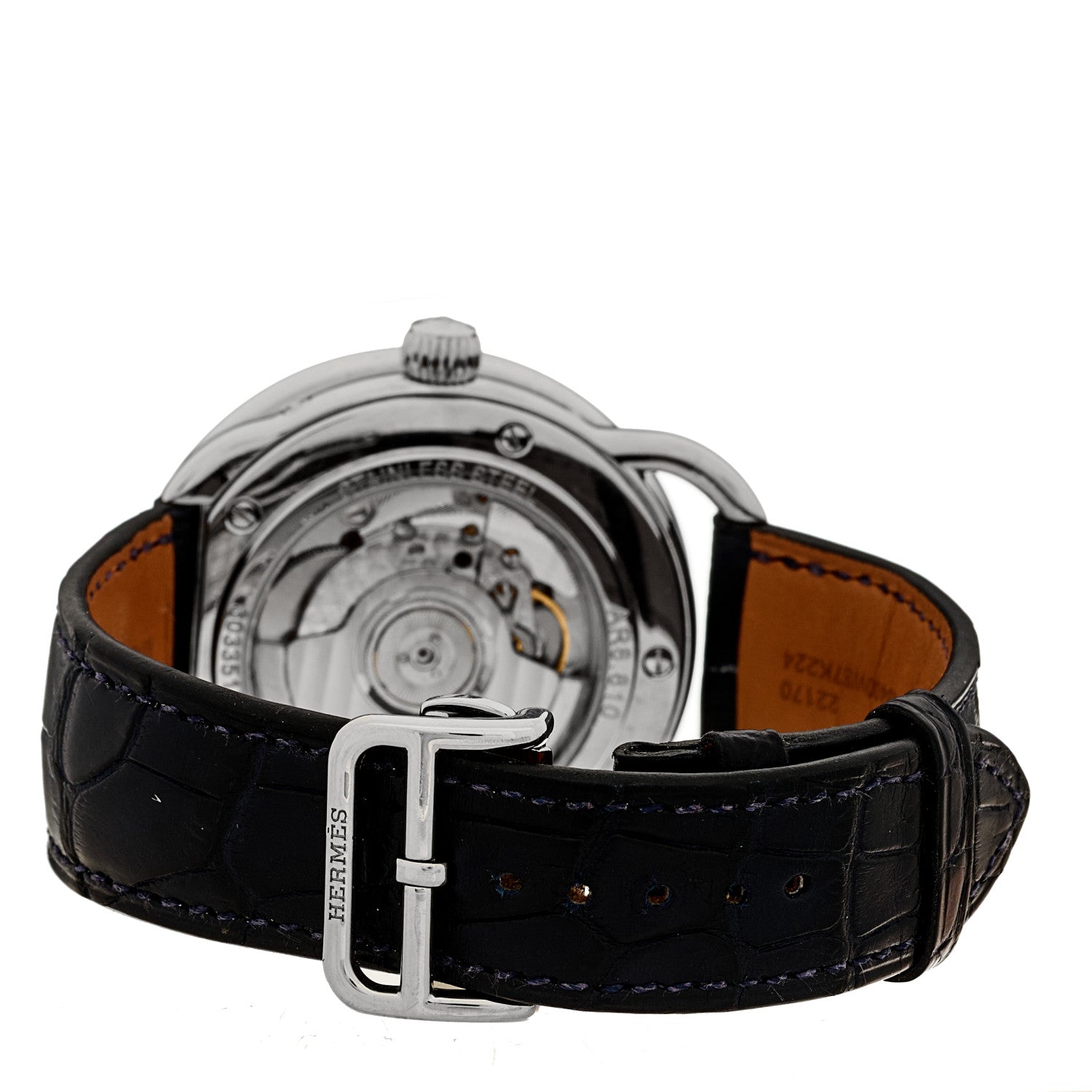 Hermes Stainless Steel Alligator 43mm Arceau Grande Lune Automatic Watch Bleu Abysse 3 of 4