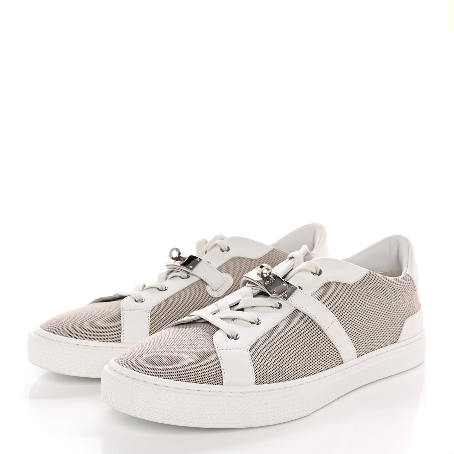 Calfskin Canvas Day Sneakers 46 White