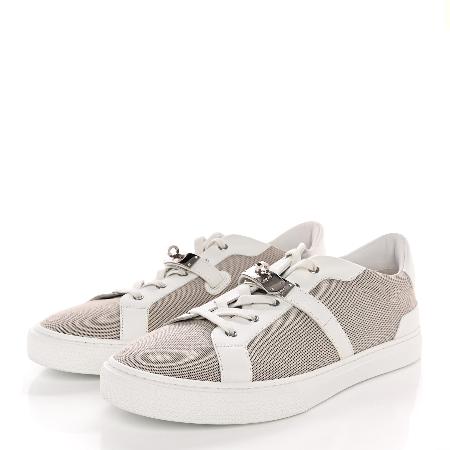 Hermes Calfskin Canvas Day Sneakers 46 White 3 of 10