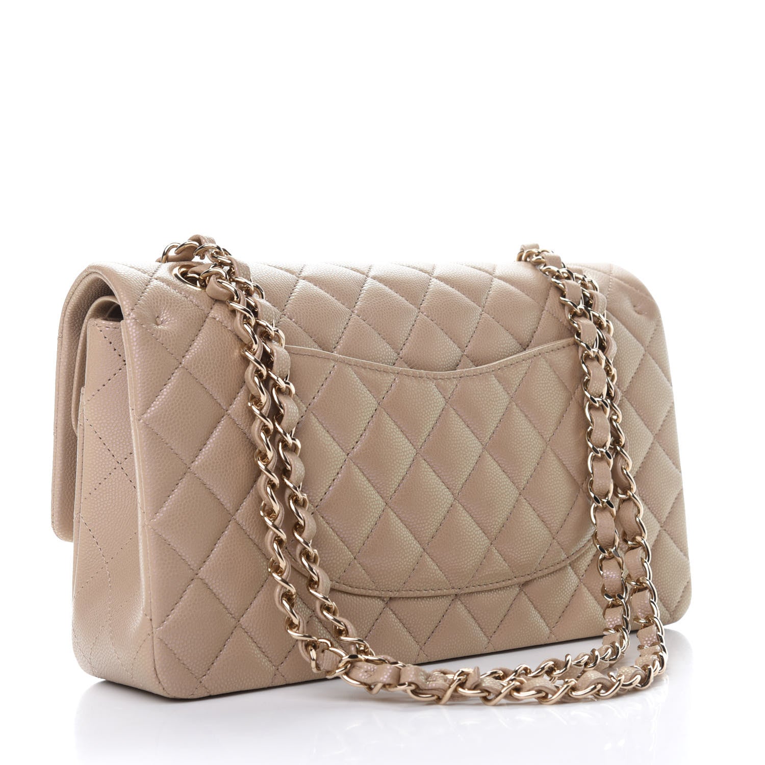 Chanel Iridescent Caviar Quilted Medium Double Flap Dark Beige 3 of 12