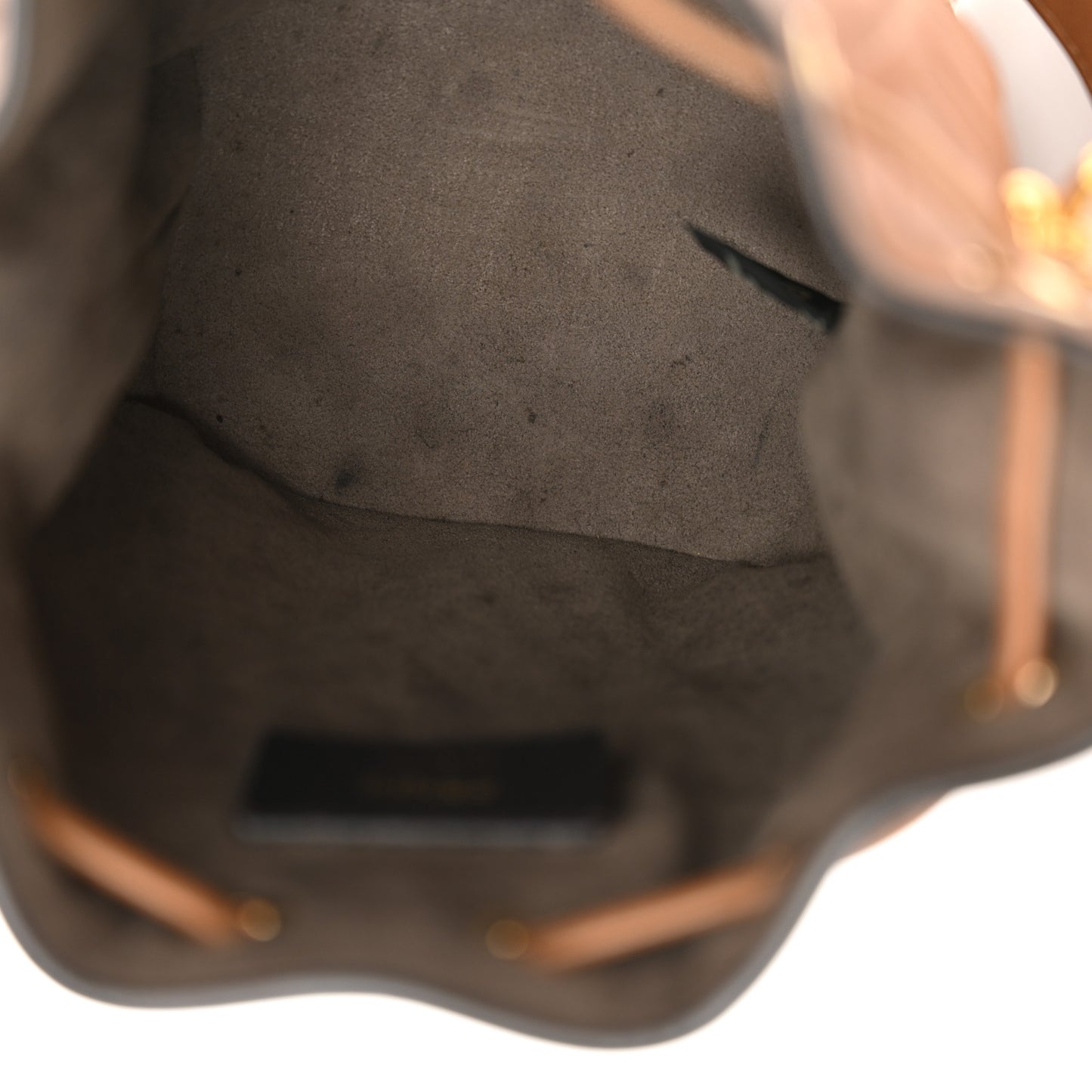 Vitello Cristallo Nature F is Fendi FF 1974 Embossed Mini Mon Tresor Bucket Bag Cuoio