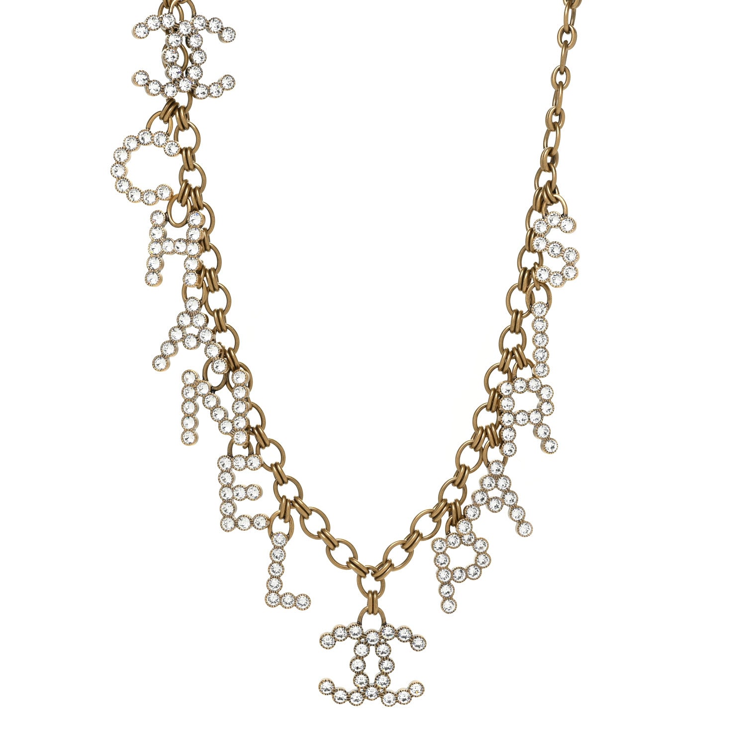 Chanel Crystal City of Lights Letter Chain Belt Gold 1 of 5