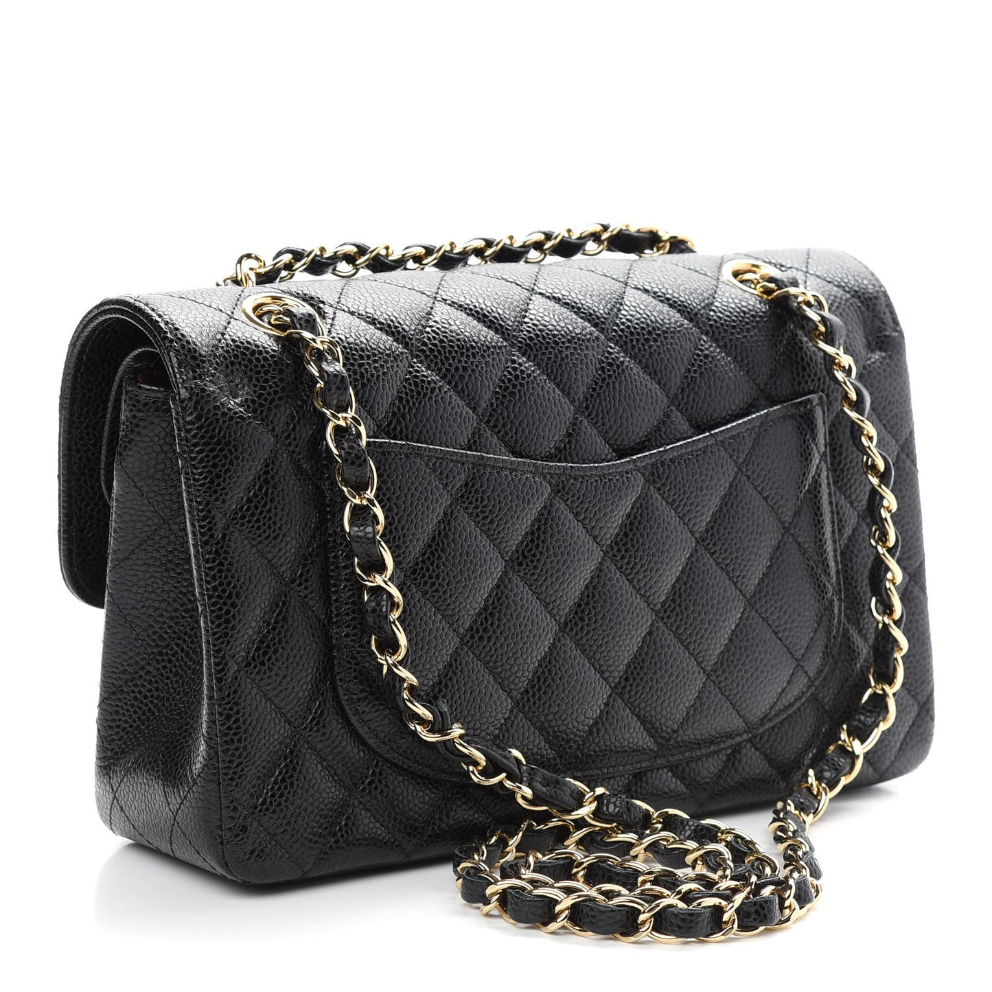Caviar Quilted Small Double Flap Black