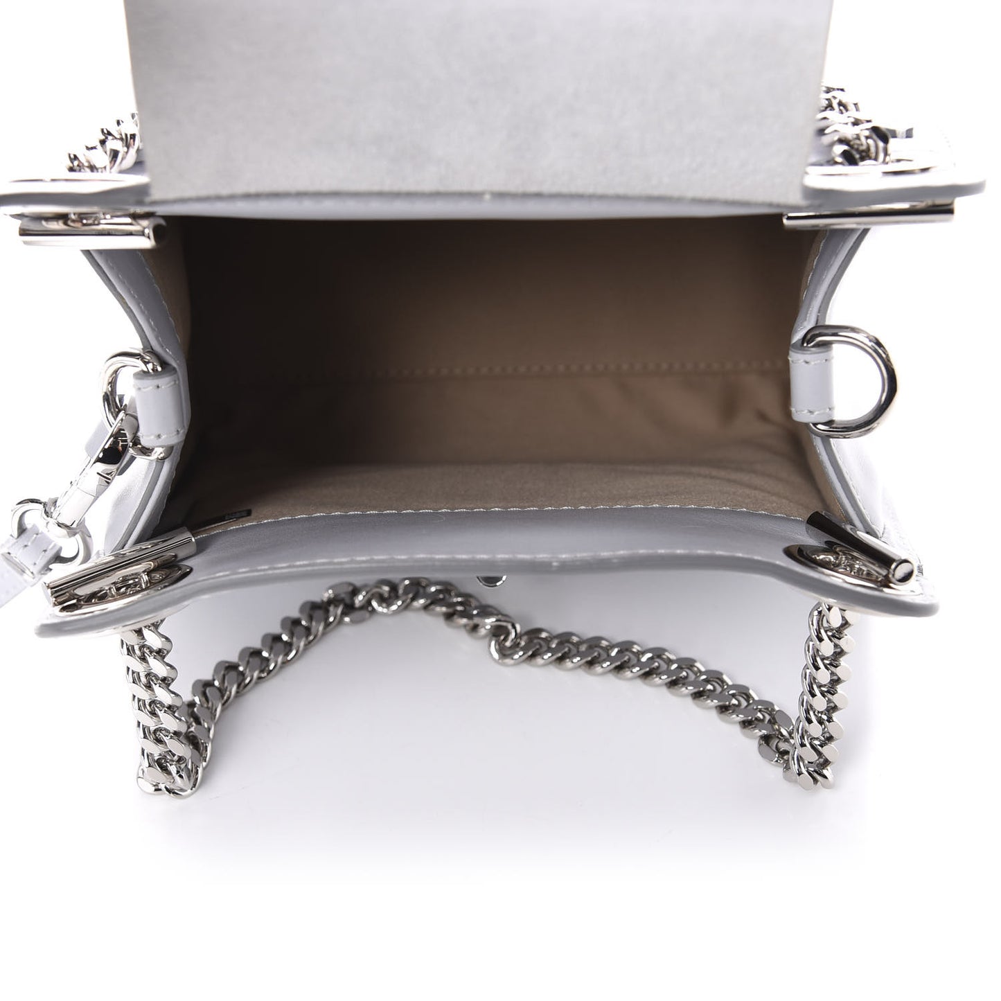 Shiny Calfskin Mini Annie Shoulder Bag Airy Grey