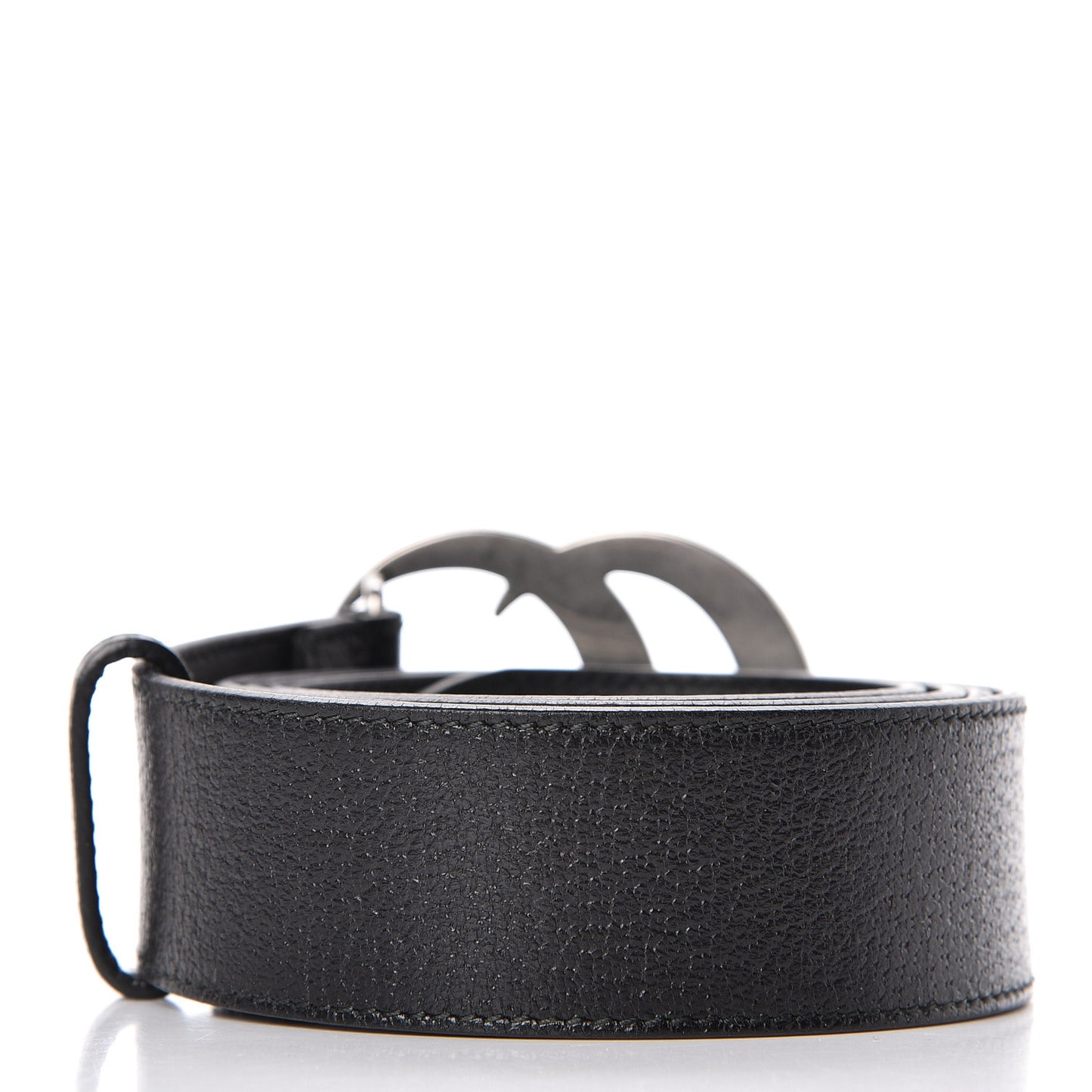 Textured Dollar Calfskin Nickel Double G 40mm Belt 105 42 Black