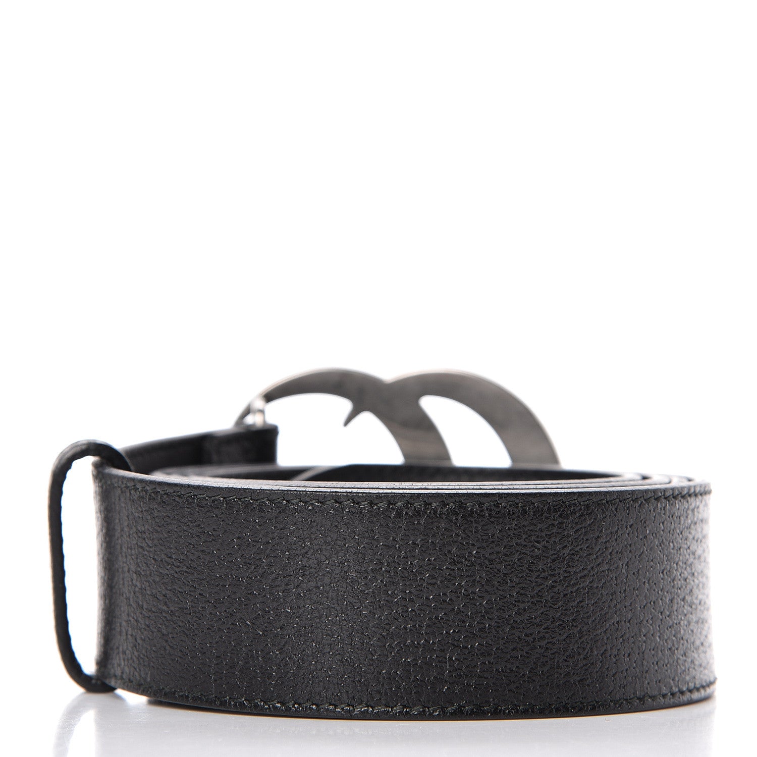 Gucci Textured Dollar Calfskin Nickel Double G 40mm Belt 105 42 Black 3 of 9