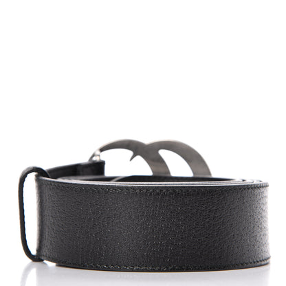 Gucci Textured Dollar Calfskin Nickel Double G 40mm Belt 105 42 Black 3 of 9