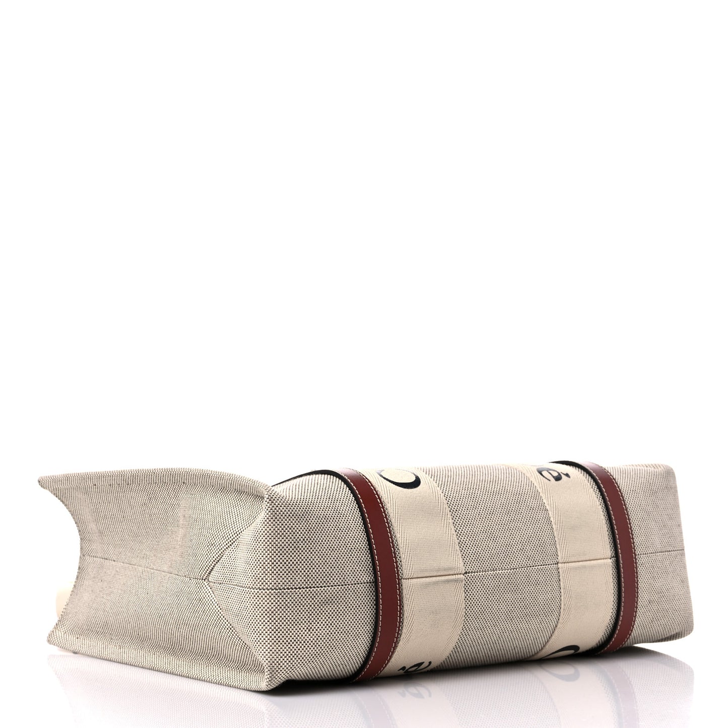 Cotton Calfskin Medium Woody Ribbon Tote White Brown