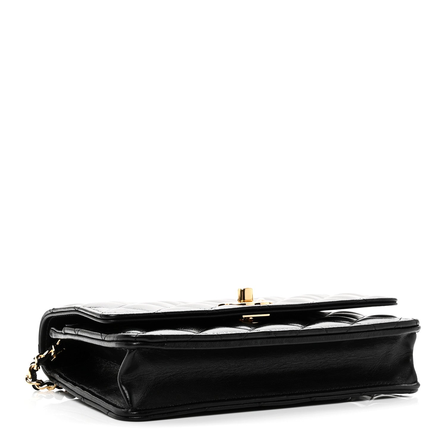 Chanel Shiny Lambskin Quilted CC Pearl Wallet on Chain WOC Black 4 of 12
