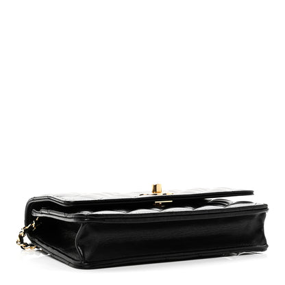 Chanel Shiny Lambskin Quilted CC Pearl Wallet on Chain WOC Black 4 of 12