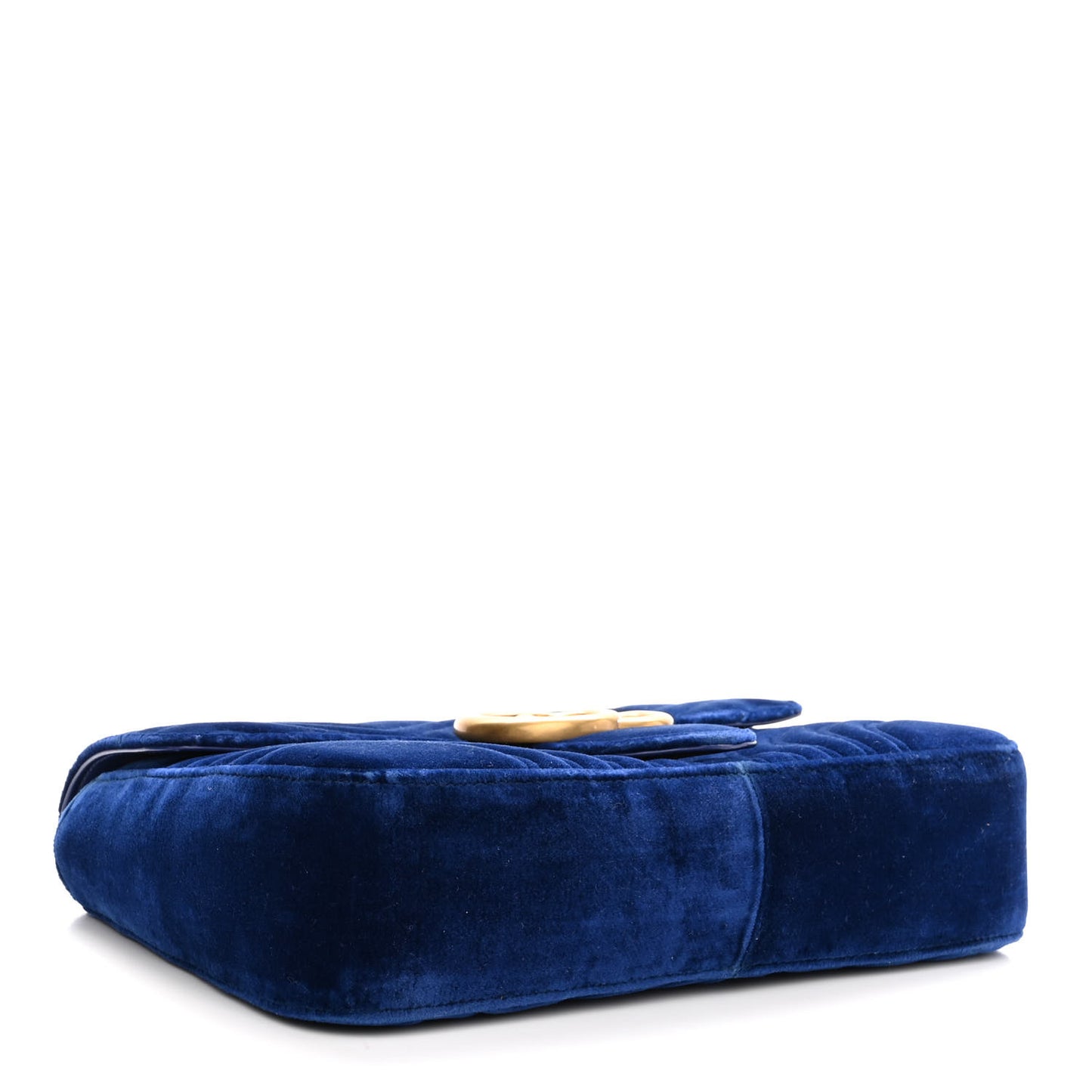 Velvet Matelasse Medium GG Marmont Shoulder Bag Cobalt Blue