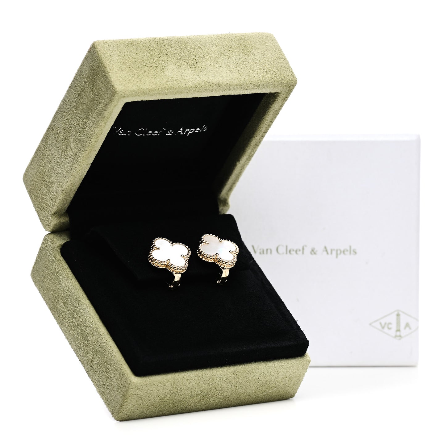 18K Yellow Gold Mother of Pearl Vintage Alhambra Earrings