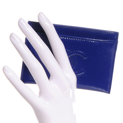 Chanel Patent Grained Calfskin CC Card Holder Blue 2 of 9