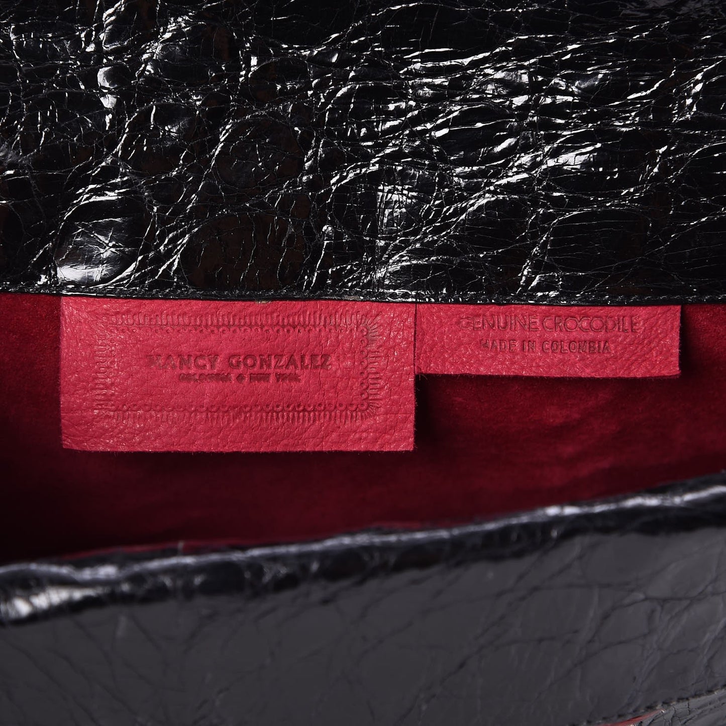 Crocodile Linen Clutch Black