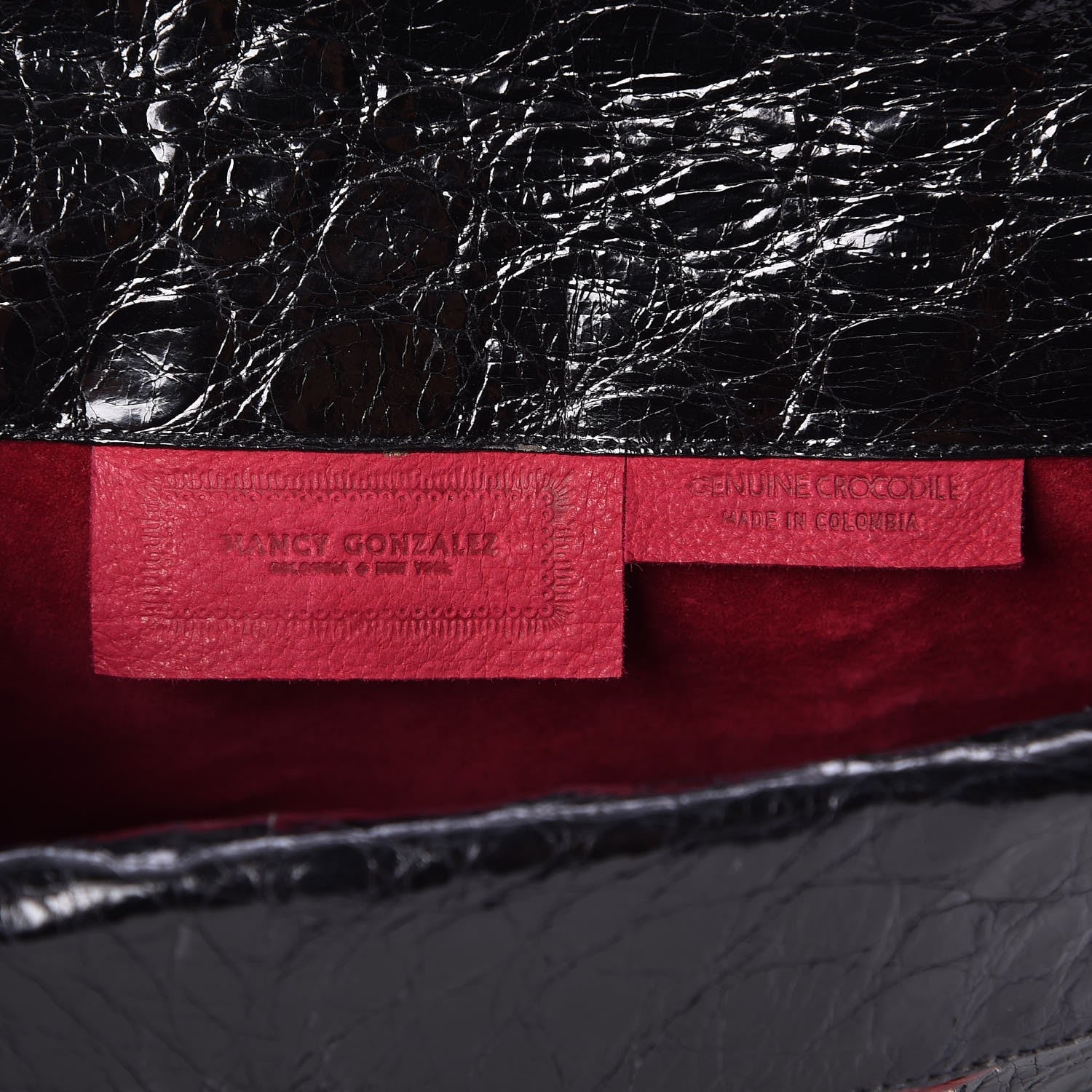 Nancy Gonzalez Crocodile Linen Clutch Black 6 of 6