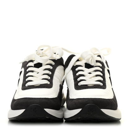 Chanel Nylon Suede Calfskin CC Sneakers 38 White Dark Grey 2 of 8