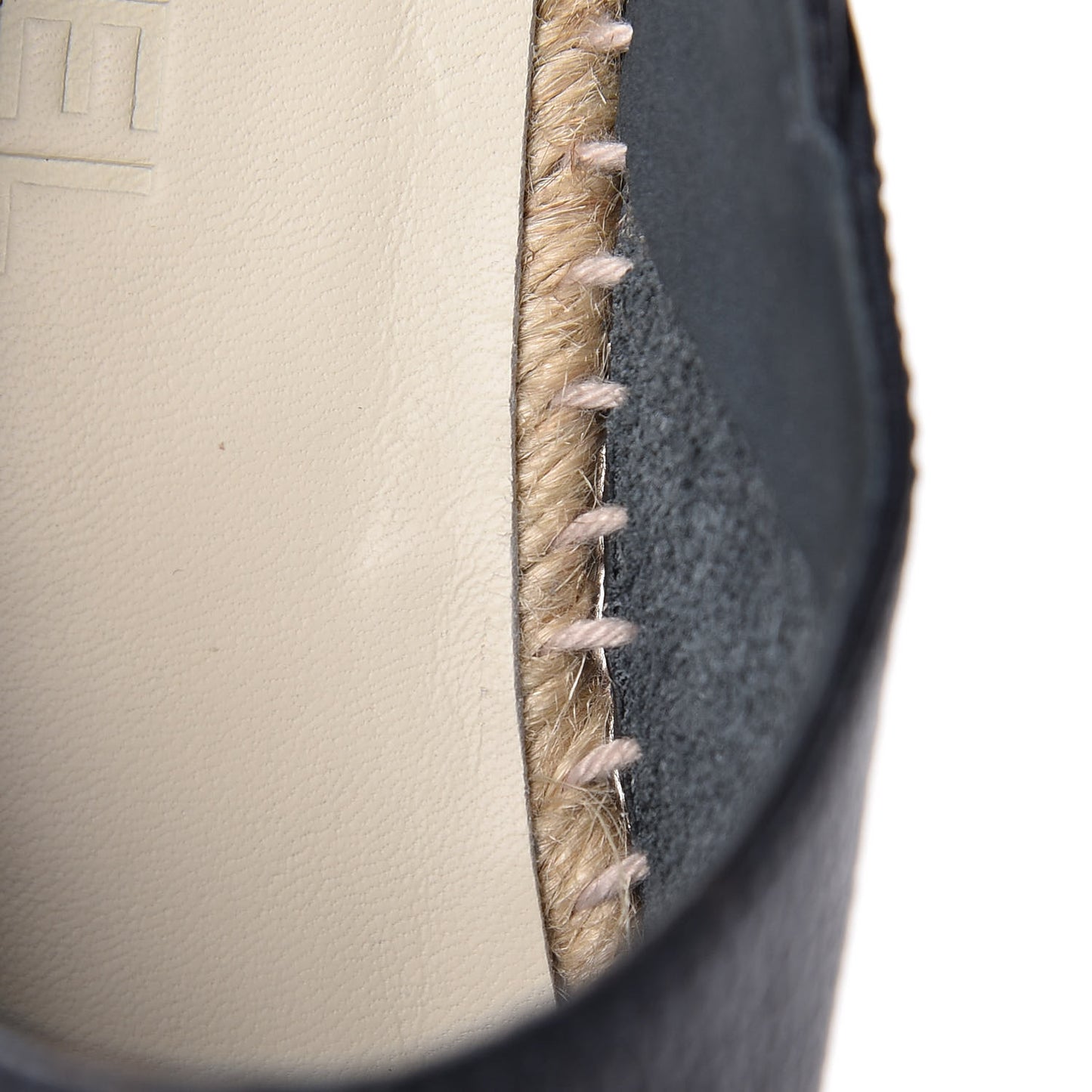 Grained Calfskin CC Espadrilles 39 Black Navy
