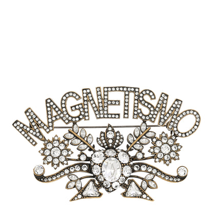 Gucci Metal Crystal Magnetismo Brooch Aged Gold 1 of 3
