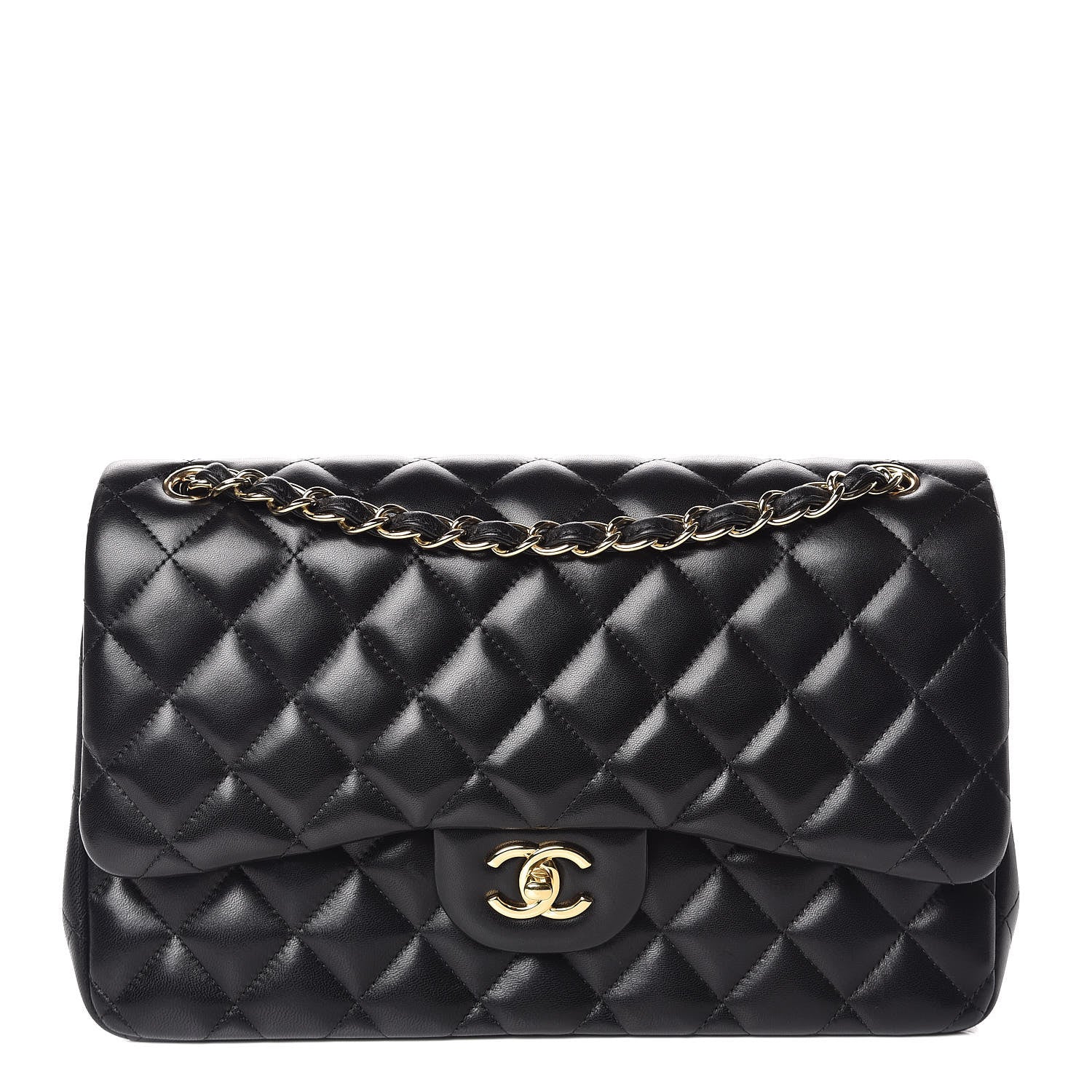 Chanel Lambskin Quilted Jumbo Double Flap Black 1 of 9
