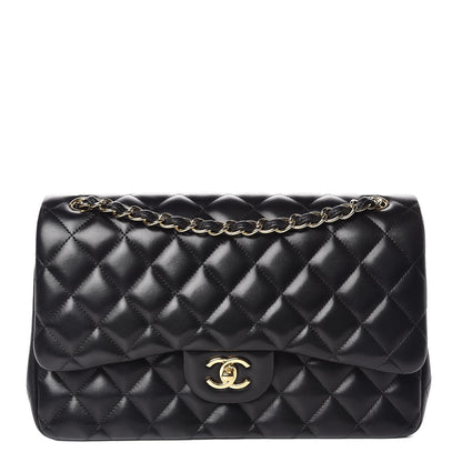 Chanel Lambskin Quilted Jumbo Double Flap Black 1 of 9