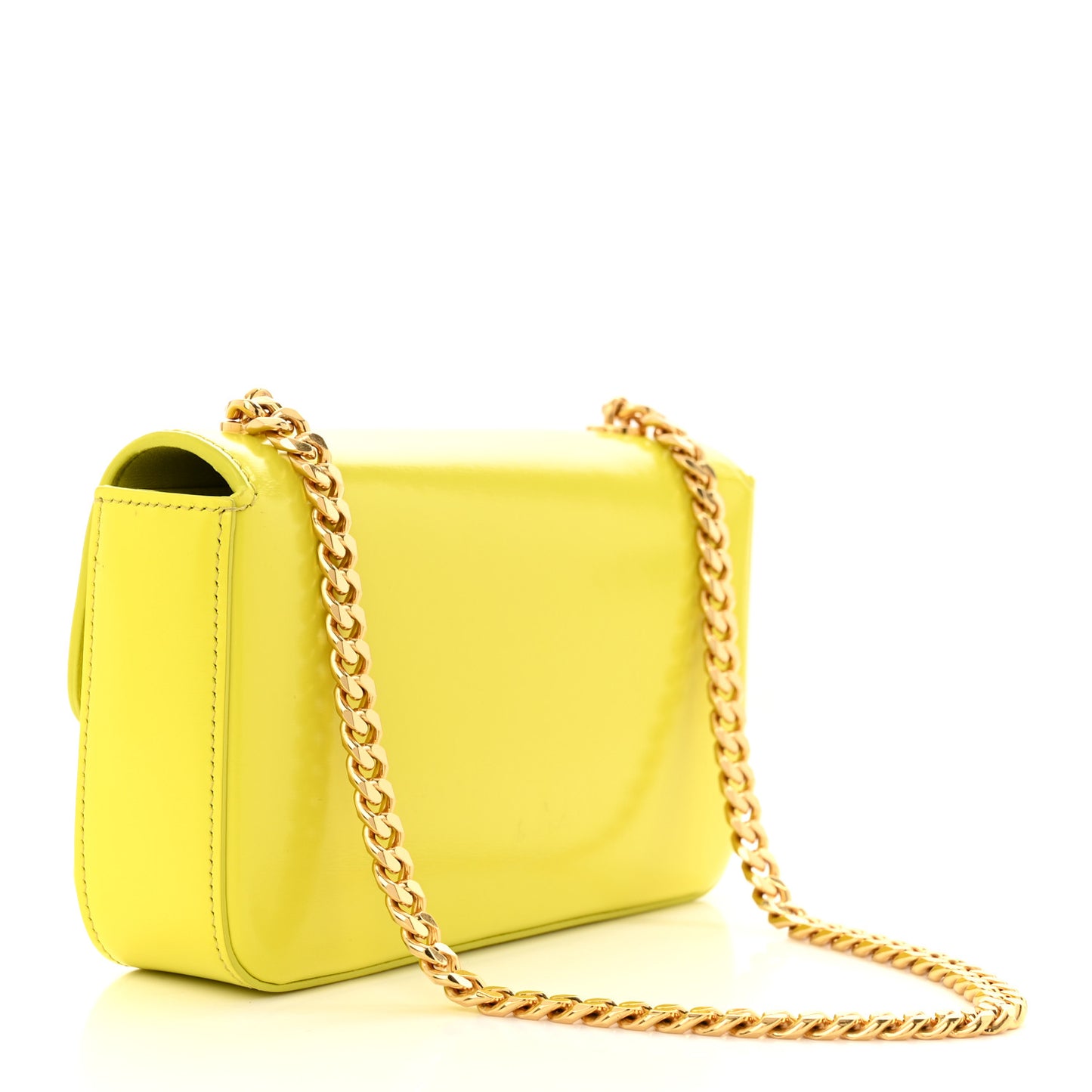 Shiny Calfskin Cuir Triomphe Chain Shoulder Bag Anis