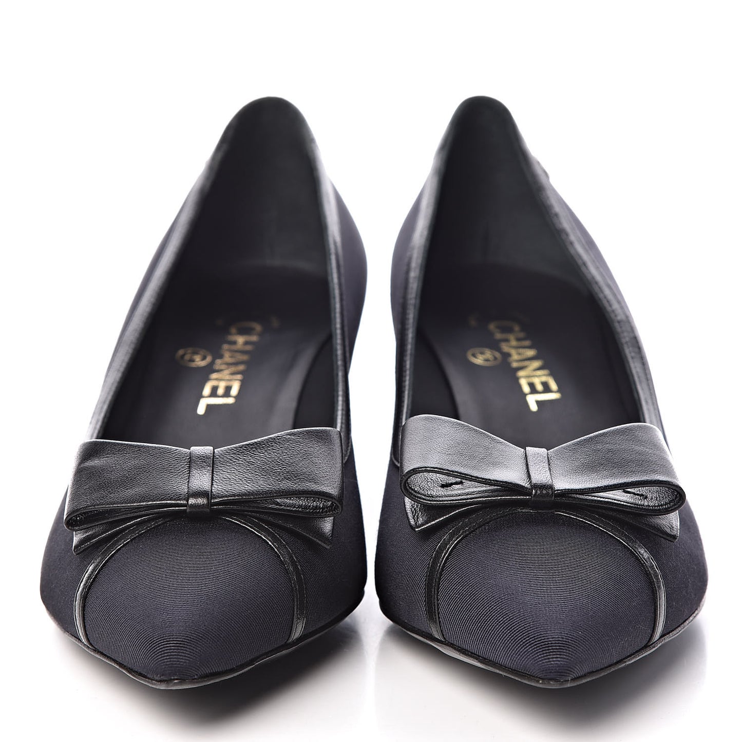 Grosgrain Lambskin Bow Pumps 39 Navy