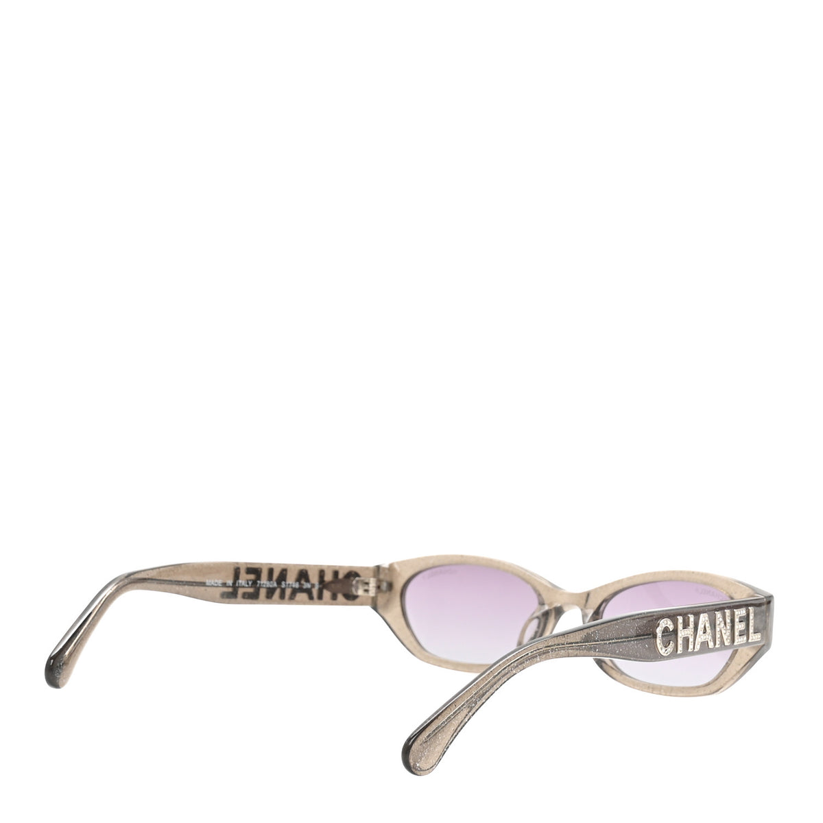 Chanel Acetate Glitter Rectangle Sunglasses 71280A Silver 4 of 8