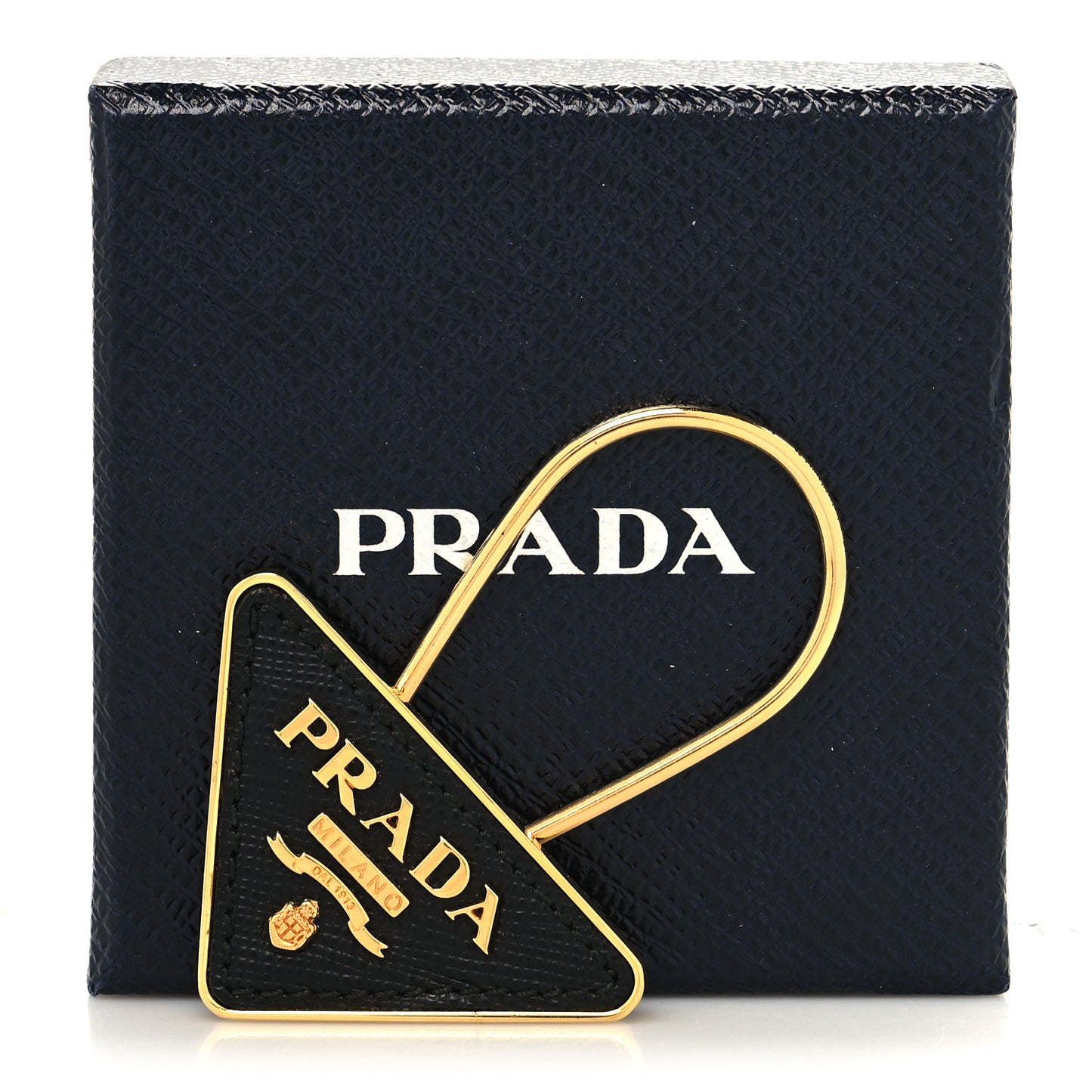 Saffiano Triangle Logo Keychain Black