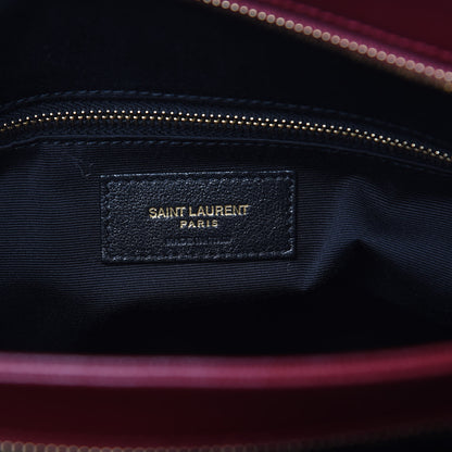 Saint Laurent Grain de Poudre Matelasse Chevron Medium Tribeca Shopping Bag Garnet 8 of 12