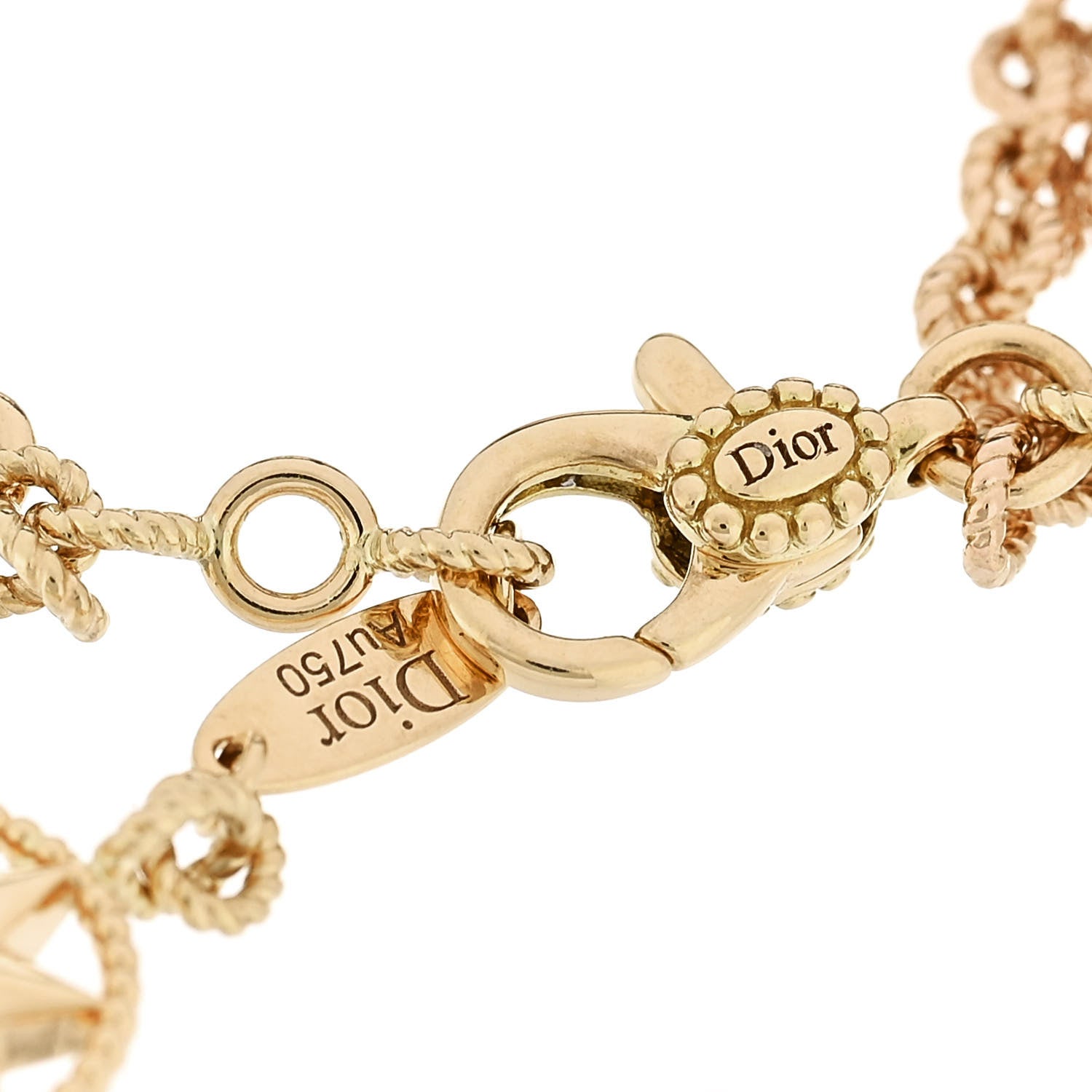 アクセサリー 90s christian dior gold triple bracelet Christian Dior 18K Yellow White Rose Gold Diamond Rose et Etoile