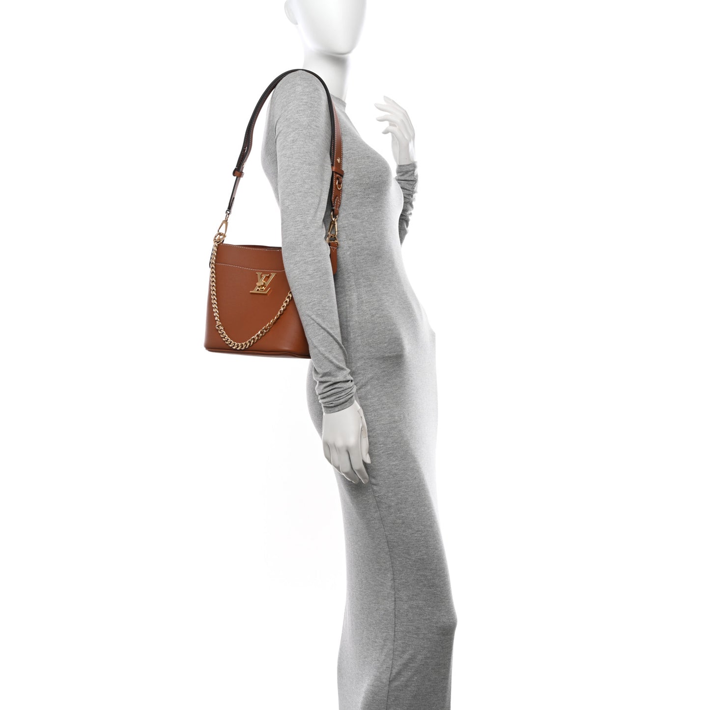 Calfskin Lock and Walk Bucket Cognac