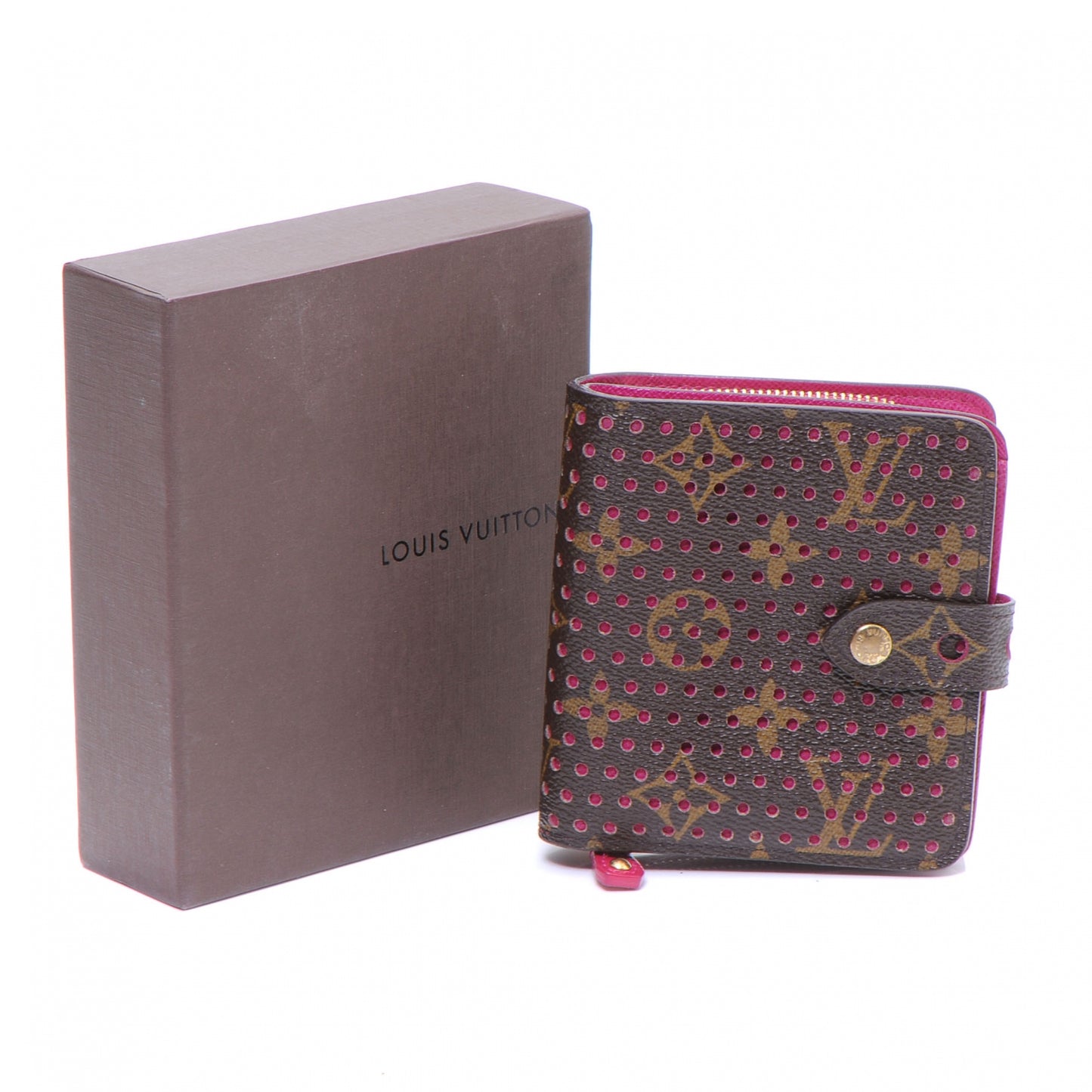 Monogram Perforated Compact Zipped Wallet Fuchsia