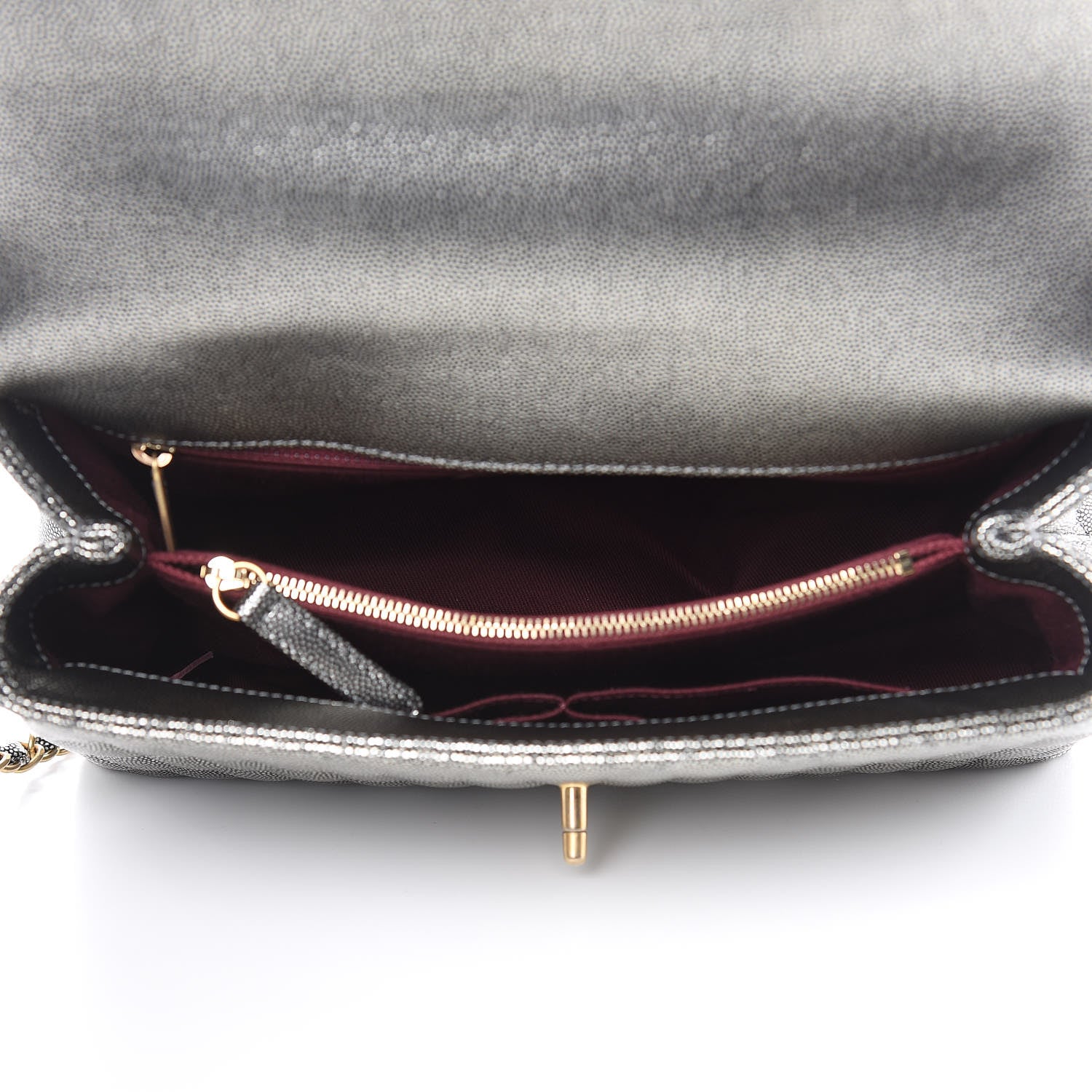 Chanel Metallic Caviar Quilted Small Coco Handle Flap Silver 5 of 10