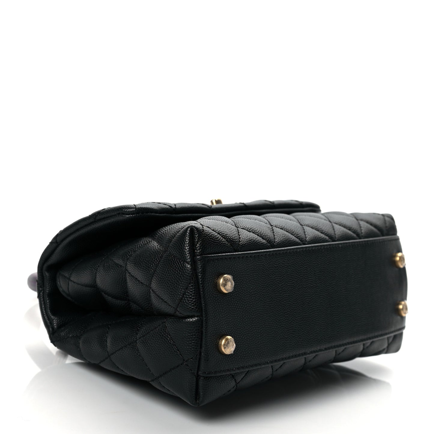 Caviar Lizard Embossed Quilted Mini Coco Handle Flap Black