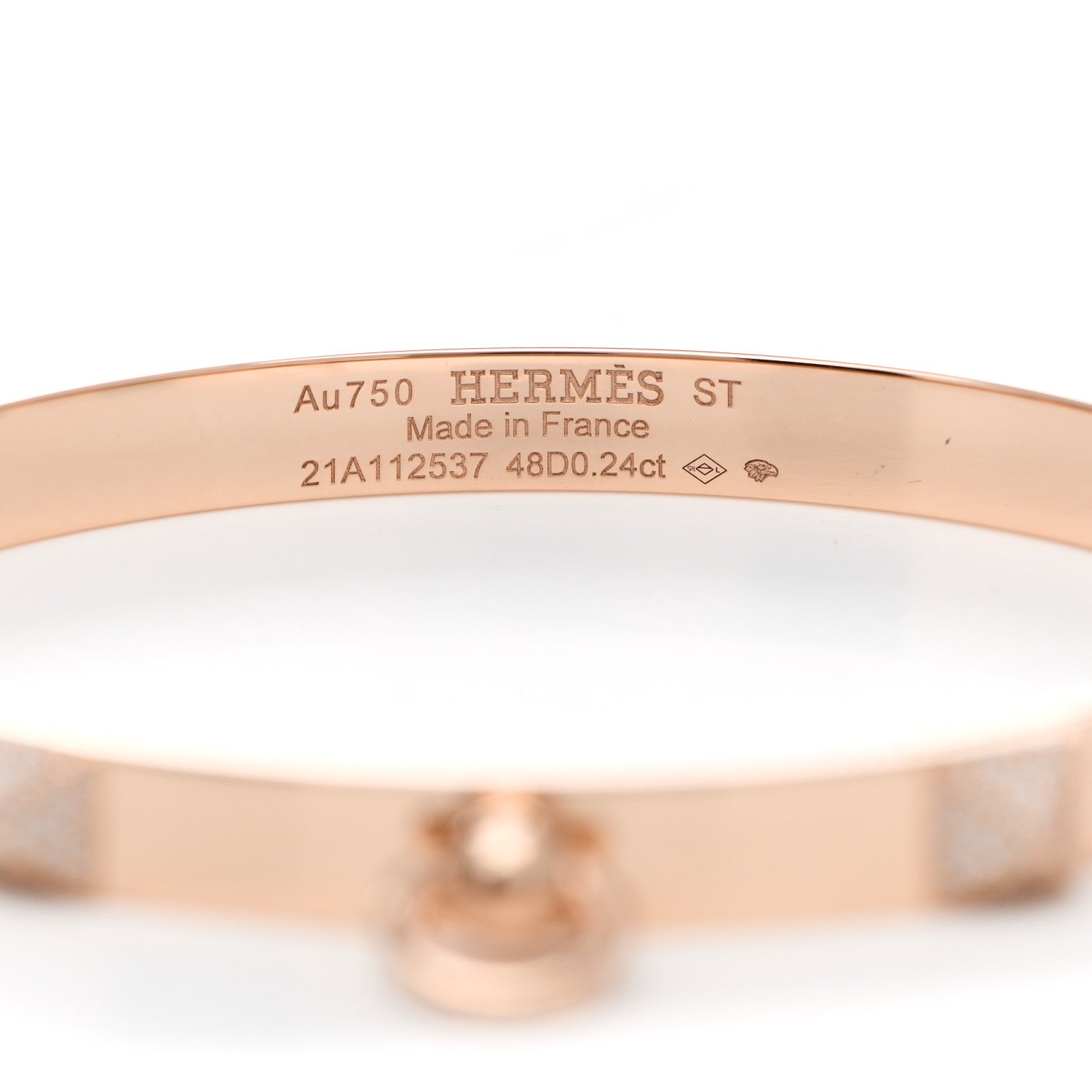 Hermes 18K Rose Gold Diamond PM Collier De Chien Bracelet ST 4 of 5
