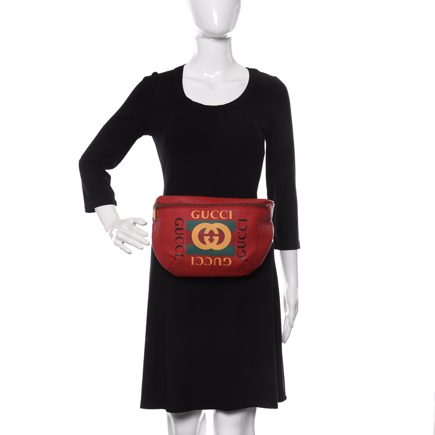Grained Calfskin Logo Belt Bag Hibiscus Red