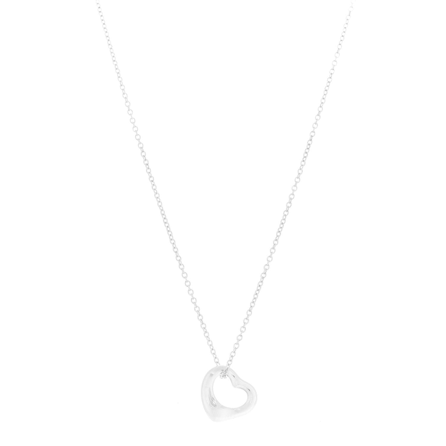 Tiffany Sterling Silver 11mm Elsa Peretti Open Heart Pendant Necklace 1 of 8