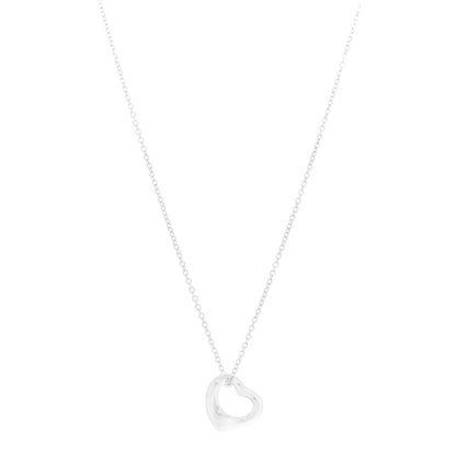 Tiffany Sterling Silver 11mm Elsa Peretti Open Heart Pendant Necklace 1 of 8