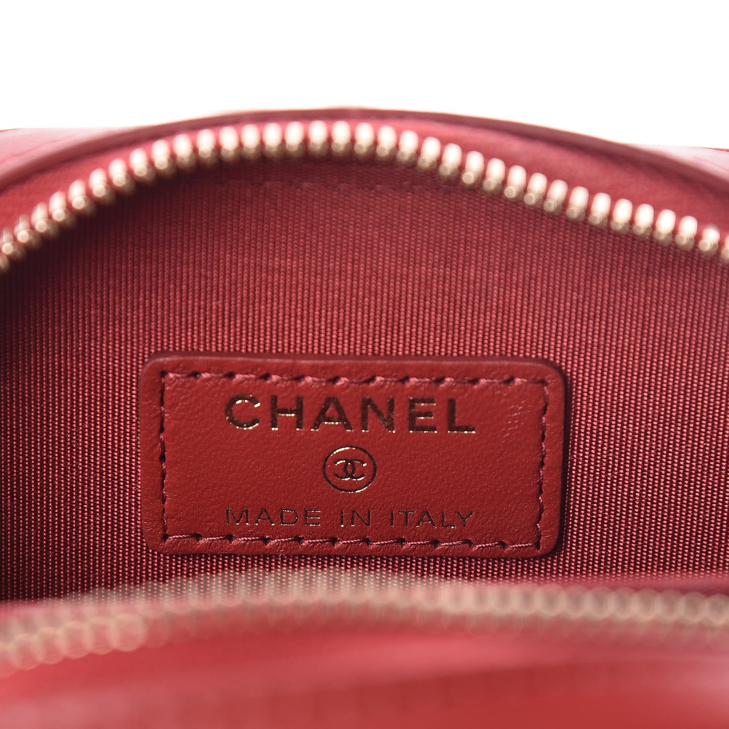 Lambskin Quilted Zip Phone Case Red