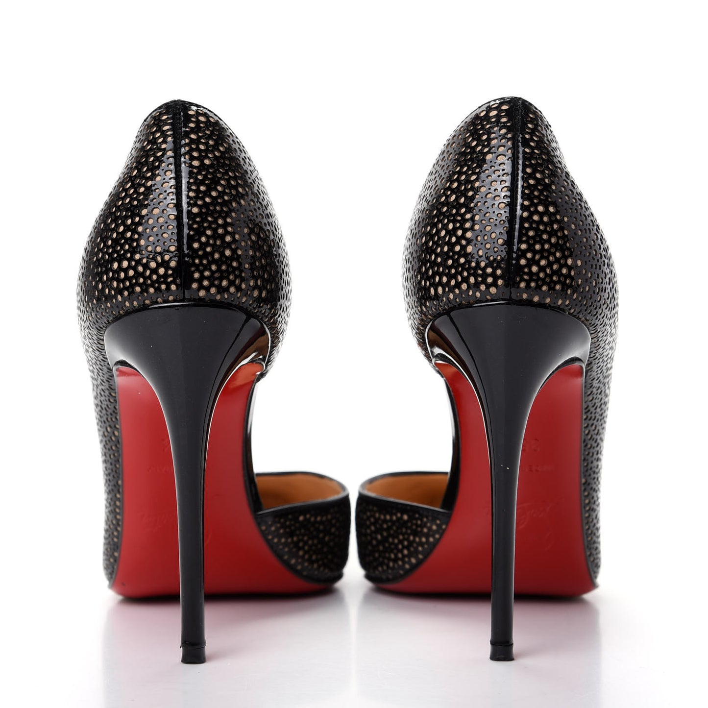 Patent Calfskin Perforated D'Orsay Pumps 35.5 Black