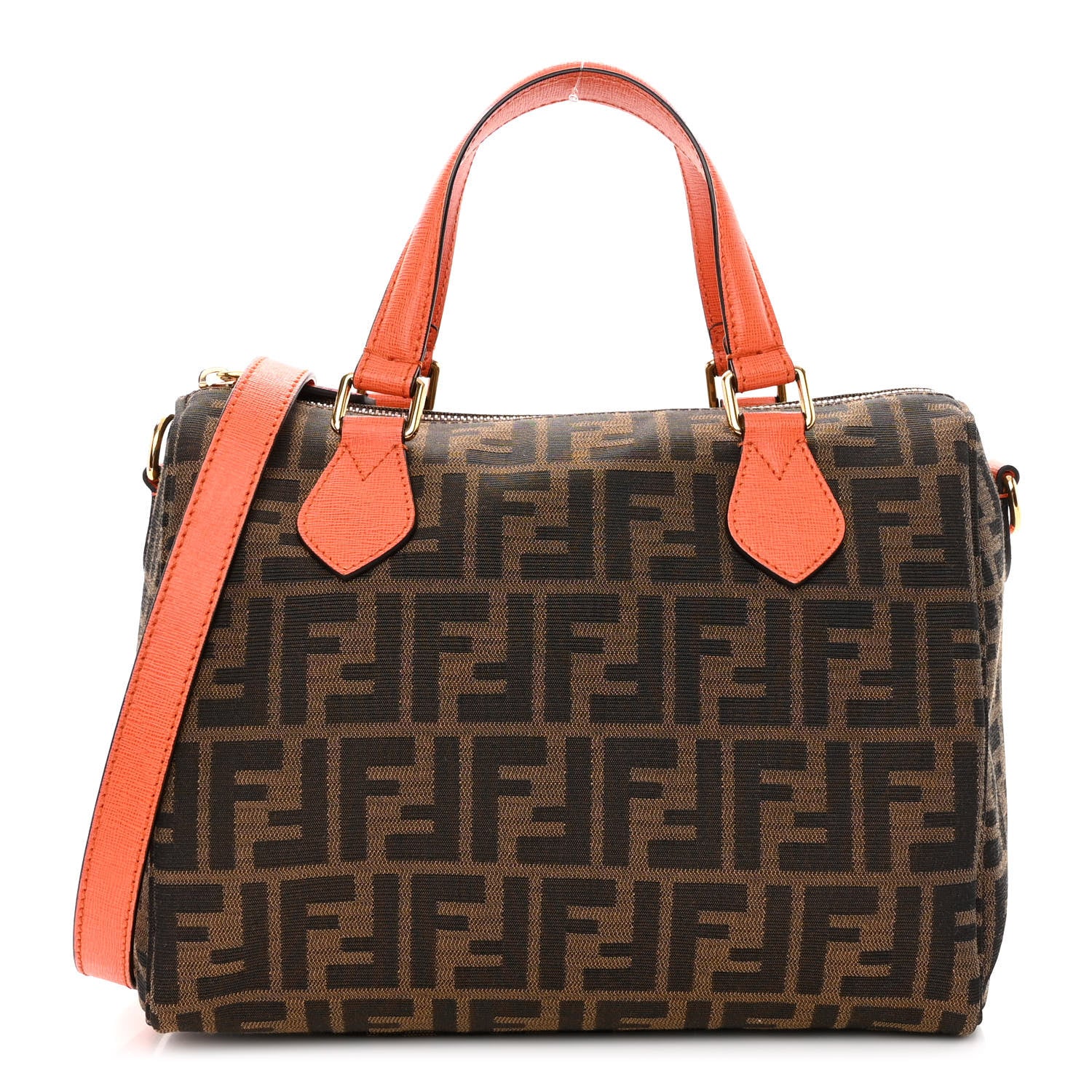 Fendi Zucca Vitello Elite Small Boston Tobacco Arancio 1 of 11