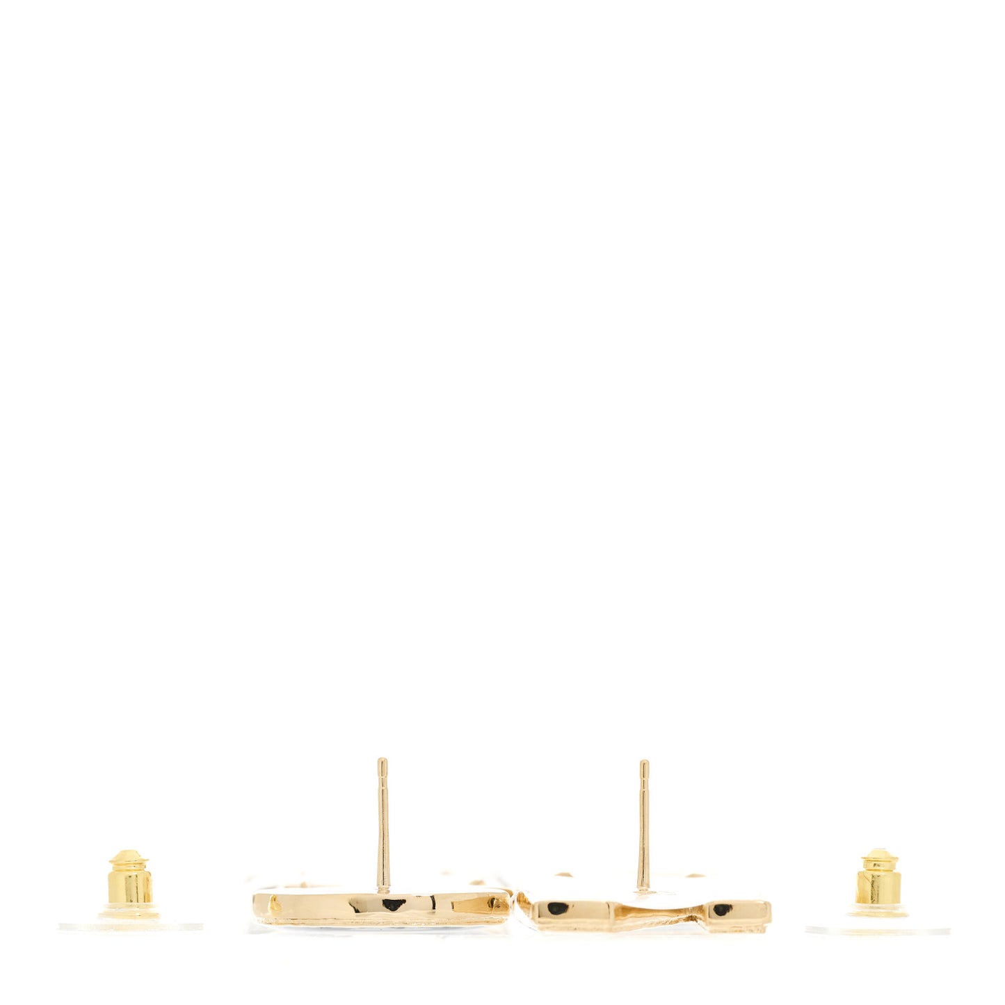Metal Enamel Cha-Nel Logo Drop Earrings Black White