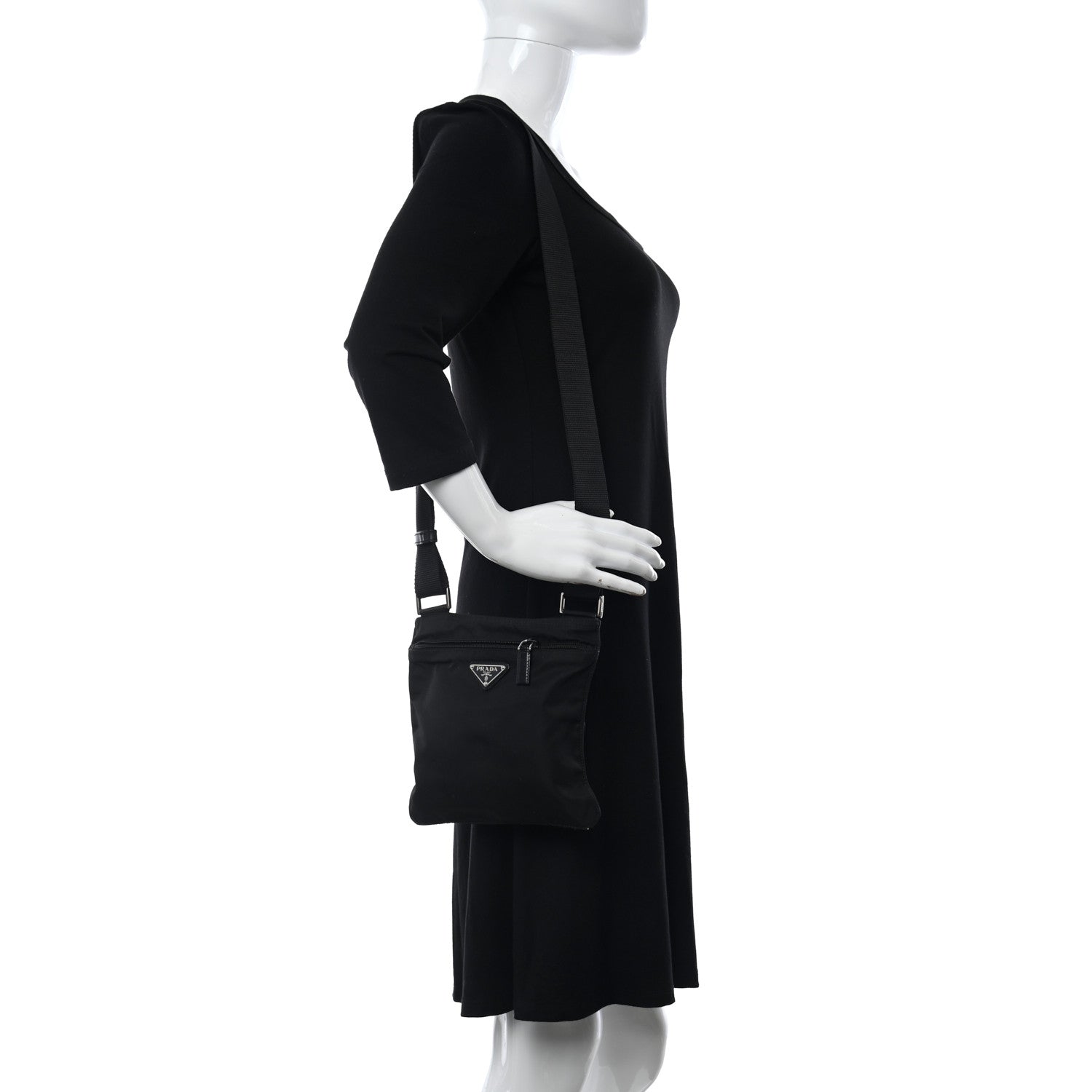 Prada Nylon Flat Messenger Bag Black 2 of 10