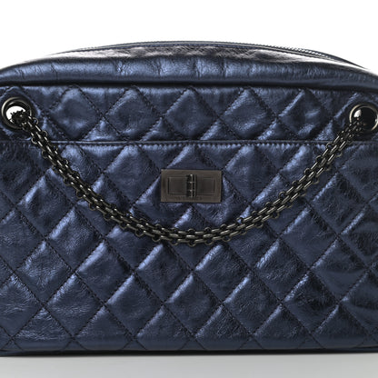 Chanel Metallic Aged Calfskin Quilted Medium Reissue Camera Case Bag Blue 8 of 10